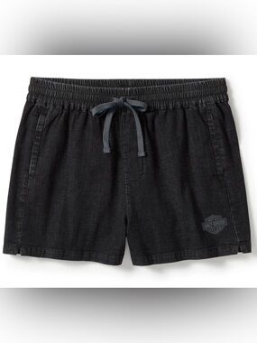 Harley-Davidson Essential Denim Shorts Womens 2XL Black Moto Biker 96526-25VW